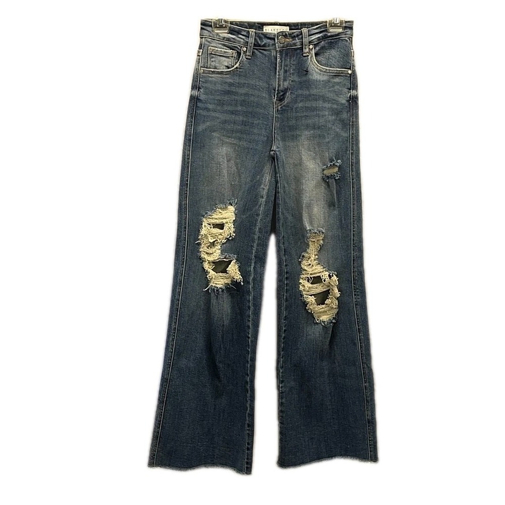 Blakeley Distressed Wide Leg Jeans Womens sz 3 High Rise Y2K Denim Baggy Grunge